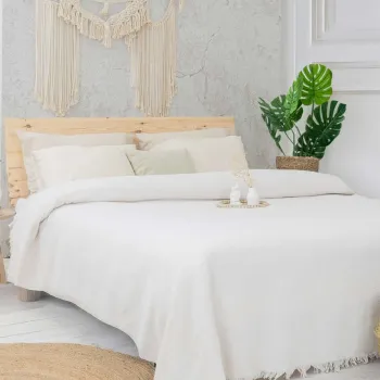 Cuvertura matlasata dubla, L'essentiel Maison, Marla, Bumbac reciclat, Crem imagine