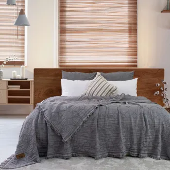 Cuvertura matlasata dubla, L'essentiel Maison, Oscar, Bumbac , Gri inchis imagine