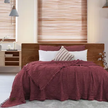 Cuvertura matlasata dubla, L'essentiel Maison, Oscar, Bumbac , Rosu imagine