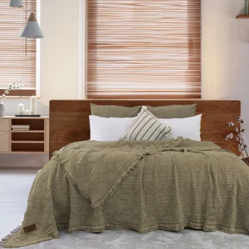 Cuvertura matlasata dubla, L'essentiel Maison, Oscar, Bumbac , Verde imagine