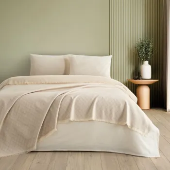 Cuvertura matlasata dubla, Lapis - Beige, DC Home, Bumbac imagine