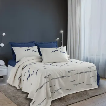 Cuvertura matlasata dubla, Larum - Dark Blue, Cotton Box, 50% bumbac / 50% poliester imagine