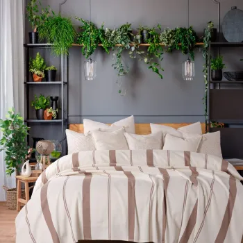 Cuvertura matlasata dubla, Lizbon - Camel, Viaden, Bumbac reciclat imagine