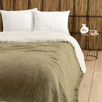 Cuvertura matlasata dubla, Muslin - Age Green, DC Home, Bumbac imagine