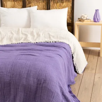 Cuvertura matlasata dubla, Muslin - Damson, DC Home, Bumbac imagine