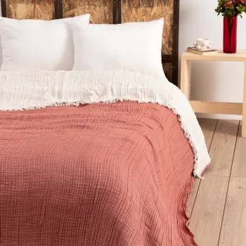 Cuvertura matlasata dubla, Muslin - Tile Red (170 x 250) v2, DC Home, Bumbac imagine