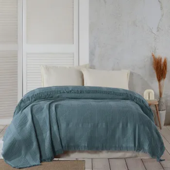 Cuvertura matlasata dubla, Sirius - Blue, Saheser, Bumbac imagine