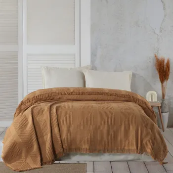 Cuvertura matlasata dubla, Sirius - Mustard, Saheser, Bumbac imagine