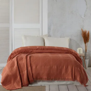 Cuvertura matlasata dubla, Sirius - Tile Red, Saheser, Bumbac imagine