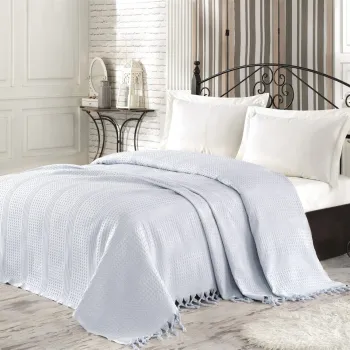 Cuvertura matlasata dubla, Skyway - Light Blue, Saheser, Bumbac imagine