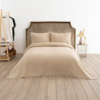 Cuvertura matlasata dubla, Waffle - Beige, DC Home, 70% bumbac/30% poliester imagine