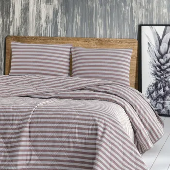 Cuvertura matlasata dubla, Water Yollu Saten - Brown, EnLora Home, 70% bumbac / 30% poliester imagine