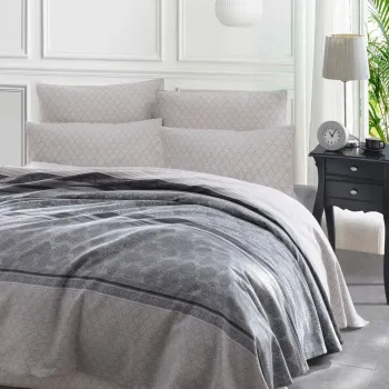 Cuvertura pique Single, Creative - Grey, EnLora Home, Bumbac imagine