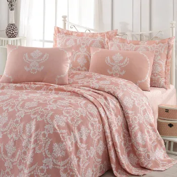 Cuvertura pique Single (FR), L'essentiel Maison, Pure, Pulbere / Alb imagine