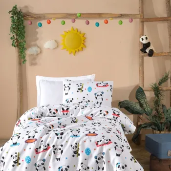 Cuvertura pique Single, L'essentiel Maison, LovePandas, Bumbac, Alb imagine