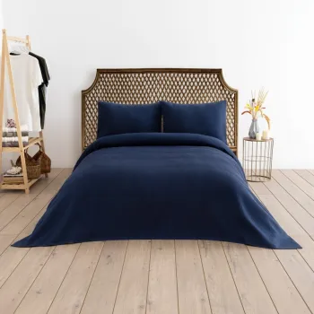 Cuvertura pique Single, L'essentiel Maison, Waffle, 65% bumbac/35% poliester, Albastru navy imagine