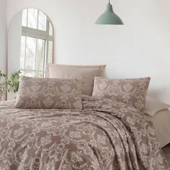 Cuvertura pique Single, Pure - Brown, EnLora Home, Bumbac imagine