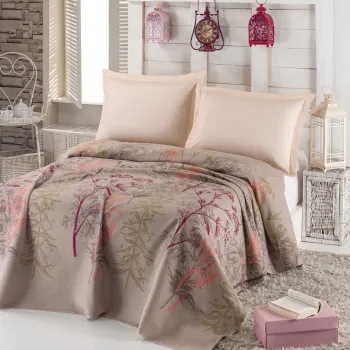 Cuvertura pique Single, Urla - Beige, Eponj Home, Bumbac imagine