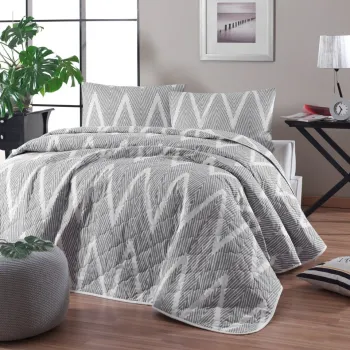 Cuvertura Single 155x200 cm, Olivia - Grey, Eponj Home, 65% bumbac/35% poliester imagine