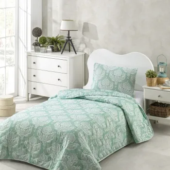 Cuvertura Single 155x200 cm, Post - Water Green, Eponj Home, 65% bumbac/35% poliester imagine