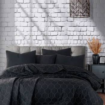 Cuvertura Single 155x200 cm, Solid - Black, Eponj Home, 65% bumbac/35% poliester imagine