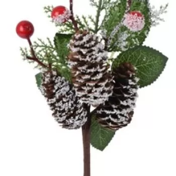 Decoratiune Berry Branch, polistiren, 36 cm, rosu imagine