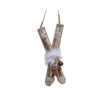 Decoratiune Birch wood skis, Decoris, 6x10x25 cm, multicolor imagine