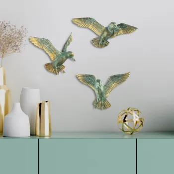 Decoratiune, BIRDS 1, Poliester, Multicolor imagine
