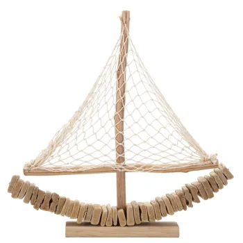 Decoratiune Boat Nature, Mauro Ferretti, 45x7x45 cm, lemn de tanoak, natural imagine