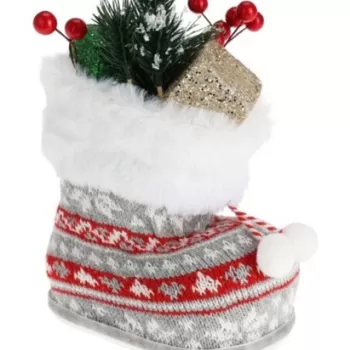 Decoratiune Boot, 14x8.5x16 cm, polistiren, gri/rosu imagine