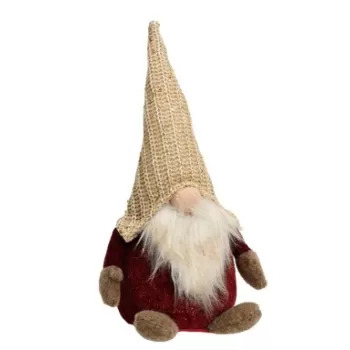 Decoratiune Boy gnome w hat beige, Decoris, 14x12x30 cm, poliester, multicolor imagine