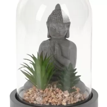 Decoratiune Buddha w aloe, 14x21 cm, polipropilena, gri imagine
