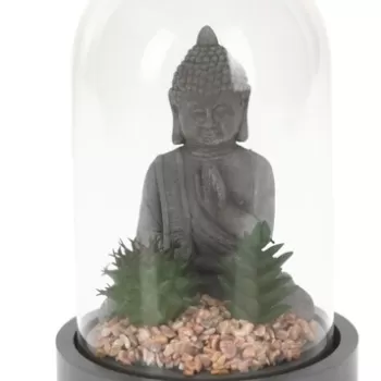 Decoratiune Buddha w cactus, 14x21 cm, polipropilena, gri imagine