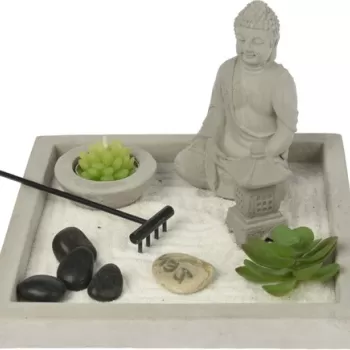 Decoratiune Buddha Zen Garden Square, 20x20x13.5 cm, ciment imagine