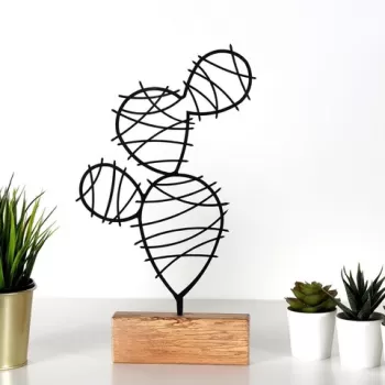 Decoratiune, Cactus Round, 17x40x3.5 cm, Metal, Negru imagine