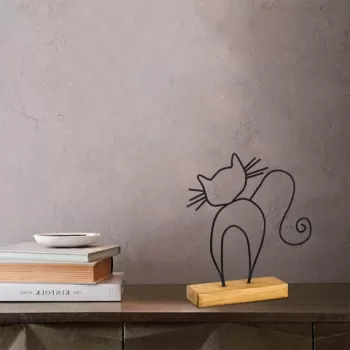 Decoratiune, Cat, 30x36x4 cm, Metal, Negru imagine