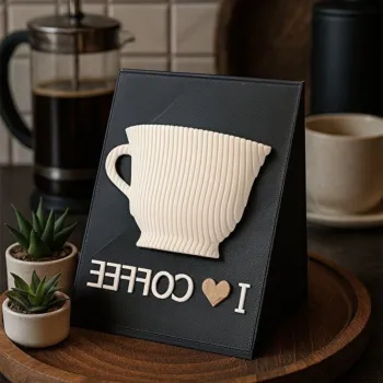 Decoratiune, Coffee Corner, 12x8.5x14 cm, 100% BIOPLASTIC, Alb/Negru imagine