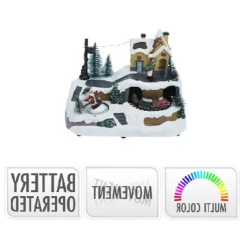 Decoratiune cu functie de miscare si lumini Winter Scene Santa on ice v2, 23.5x16x17 cm, cu baterii imagine