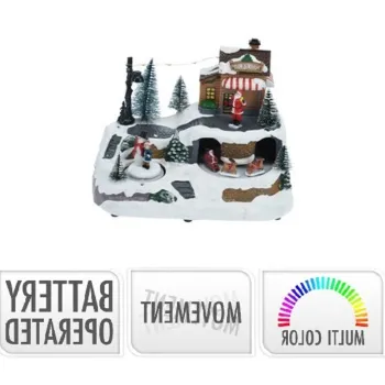 Decoratiune cu functie de miscare si lumini Winter Scene Snowman w child v1, 23.5x16x17 cm, cu baterii imagine