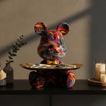 Decoratiune cu tava, Mauro Ferretti, Dog Psyco -A, 17x15x22.5 cm, polirasina, multicolor imagine