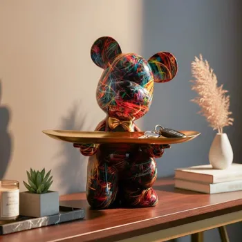 Decoratiune cu tava, Mauro Ferretti, Dog Psyco -B, 17x15x22.5 cm, polirasina, multicolor imagine