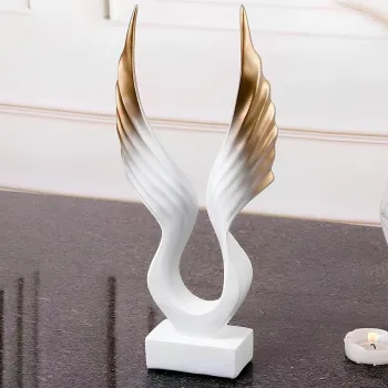 Decoratiune, CY0349, 40x20 cm, Poliester, Alb/Auriu imagine