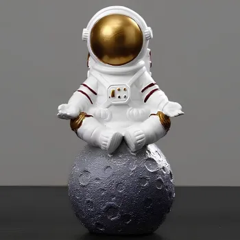 Decoratiune, CY0376, 16x7x9 cm, Poliester, Alb/Auriu imagine