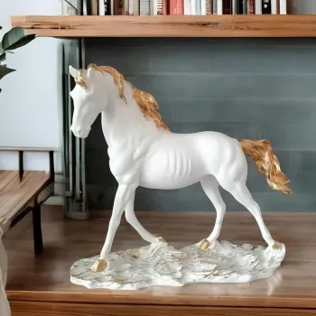 Decoratiune, CY0378, 30x12x43 cm, Poliester, Alb/Auriu imagine