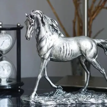 Decoratiune, CY0382, 30x12x43 cm, Poliester, Negru/Argintiu imagine