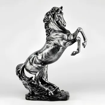 Decoratiune, CY0384, 32x8x17 cm, Poliester, Negru/Argintiu imagine