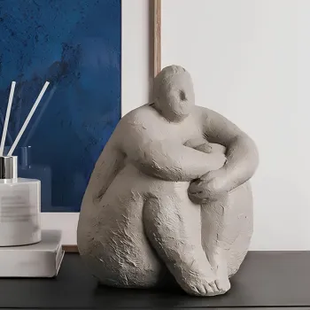 Decoratiune, CY0393, 14x17x34 cm, Poliester, Bej imagine