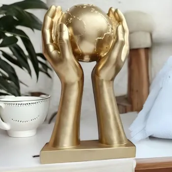 Decoratiune, CY0469, 18x10x34 cm, Poliester, Auriu imagine