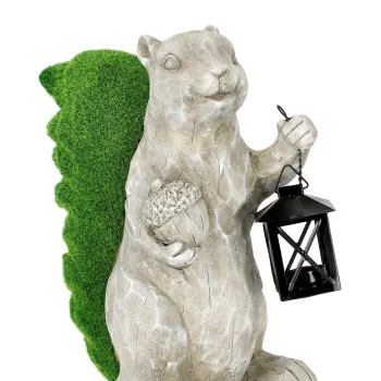 Decoratiune de gradina Garden Squirrel W-Lantern, Bizzotto, 26x18.5x35 cm, magneziu, gri/verde imagine