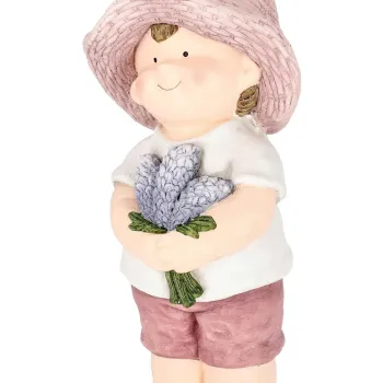 Decoratiune de gradina Justy Boy Stand W-Lavender, Bizzotto, 19x16x42 cm, magneziu, roz imagine